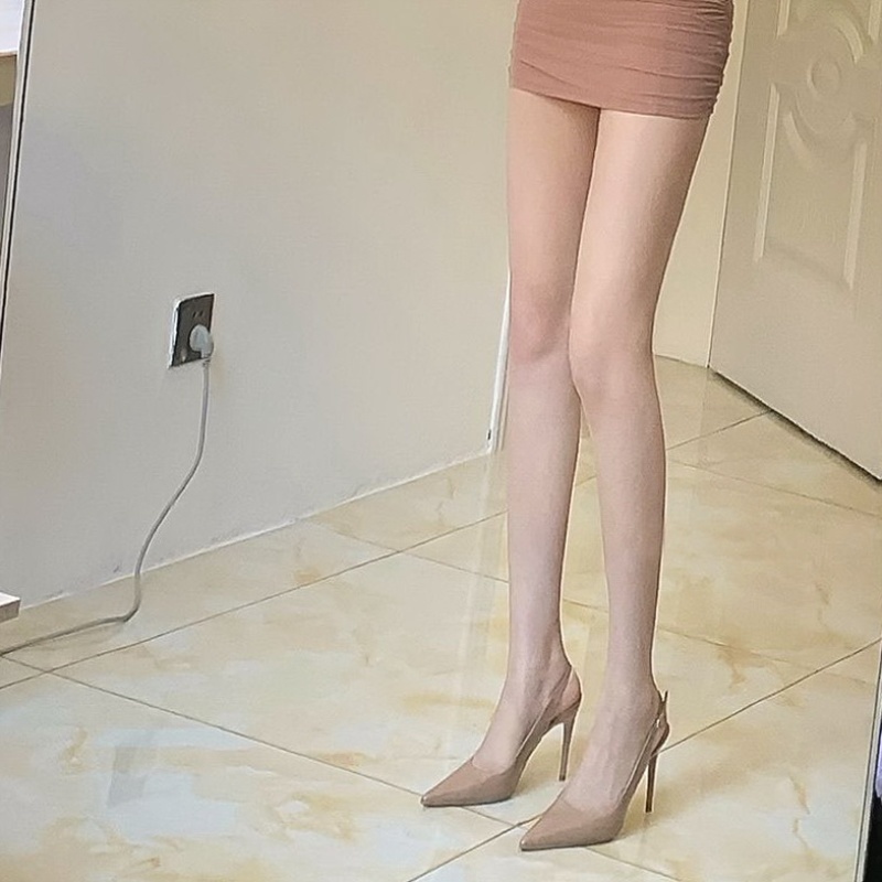 Giày Cao Gót Da Bóng Hở Ngón Màu Hồng Nude Thời Trang Mùa Hè 2022