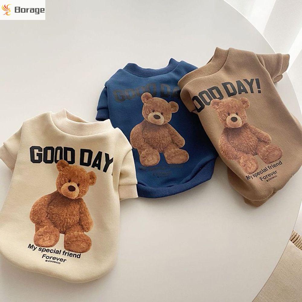 Áo khoác hoodie giữ ấm họa tiết gấu dễ thương cho thú cưng
