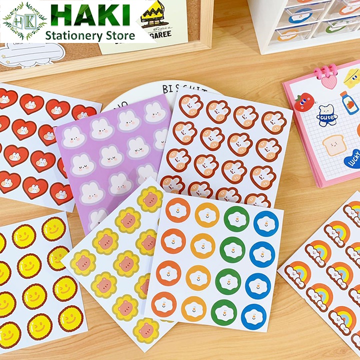 Sticker cute dễ thương HAKI, hình dán cute 2 miếng sticker trang trí sổ vở giá rẻ ST34