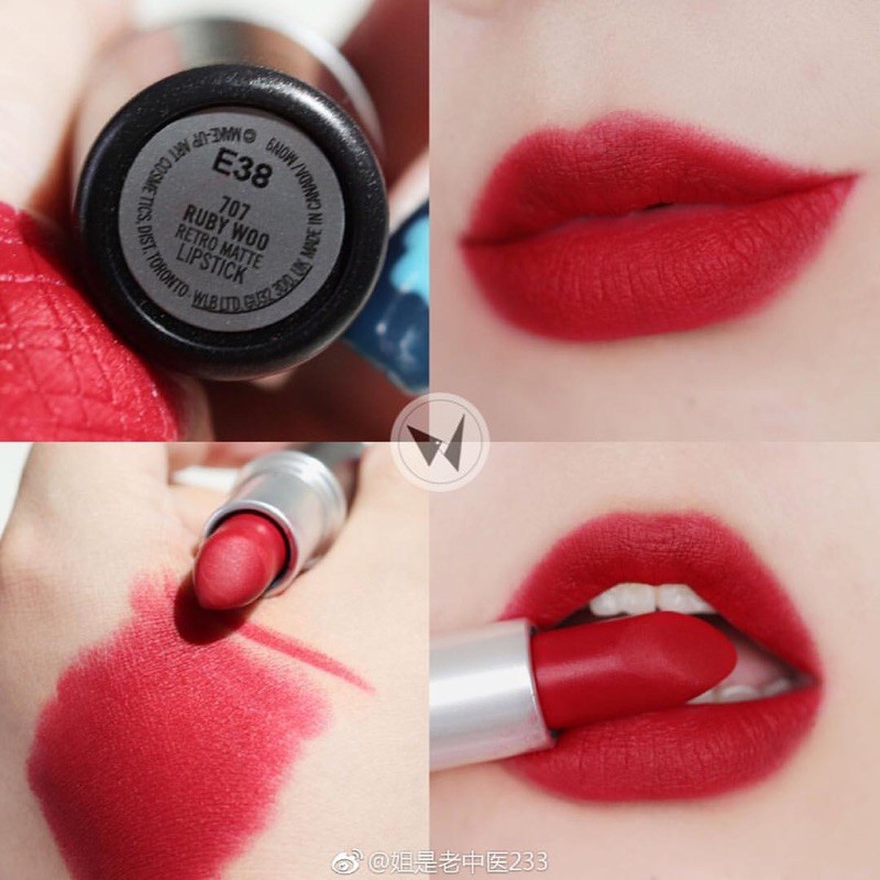 Son MAC Ruby Woo 707 Màu Đỏ Cổ Điển – Retro Matte (kèm video thật)