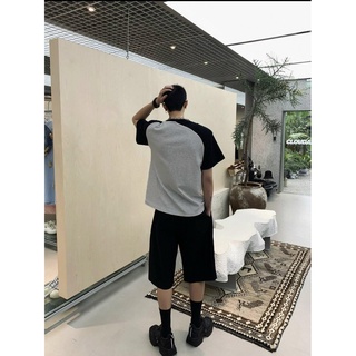 Áo thun nam Raglan xám đen