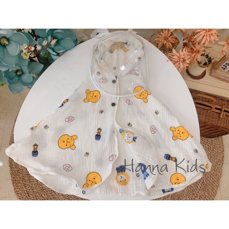Áo choàng 2 lớp 2 mặt xô Hàn muslin cho bé kèm tấm chắn giọt bắn- Siêu tiện lợi, siêu mềm mịn