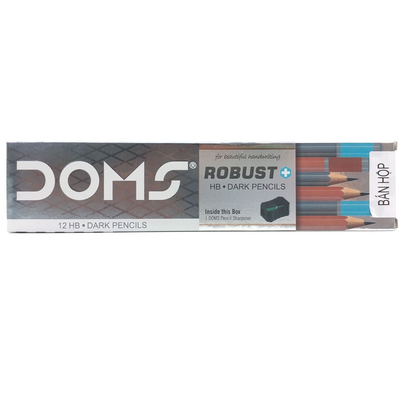 Hộp 12 Bút Chì Gỗ HB + 1 Chuốt - DOMS Robust 7135 (Mẫu Màu Giao Ngẫu Nhiên)