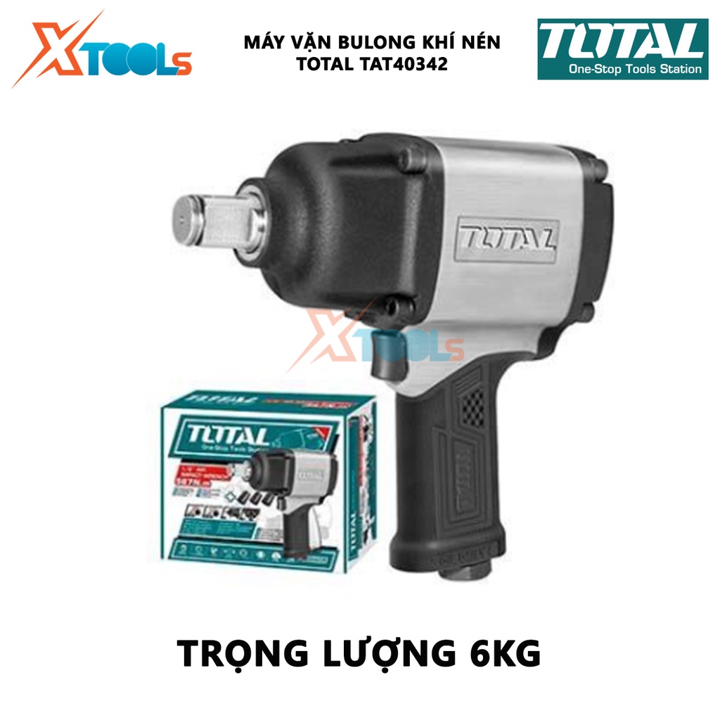 Máy siết bulong khí nén (3/4&quot;) Total TAT40342 đầu vặn vuông 19mm(3/4&quot;); tốc độ không tải 4000rpm; mô men quay: 1600Nm(11