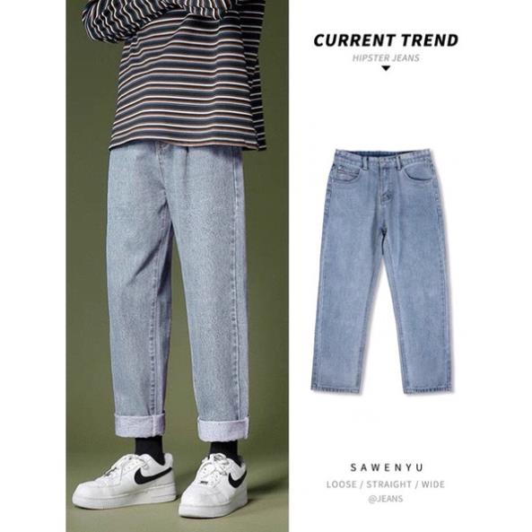 Quần jean bò baggy nam nữ ống suông rộng Unisex hàng Quảng Châu phong cách Hàn Quốc sành điệu style năm 2021 | BigBuy360 - bigbuy360.vn