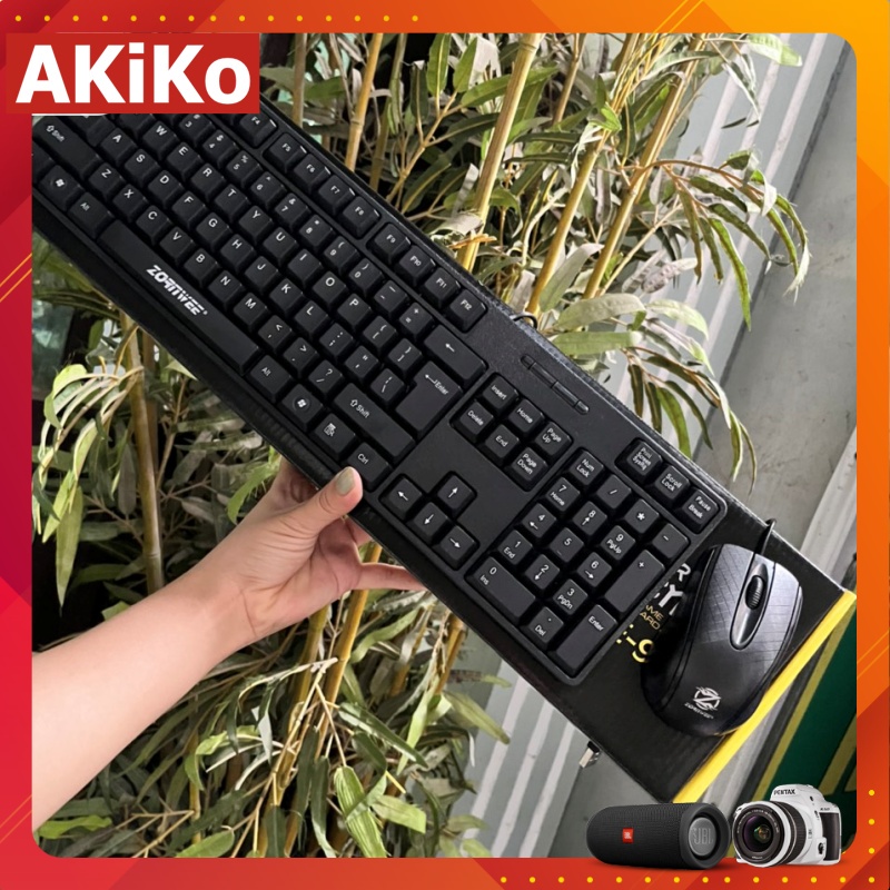 Bộ phím chuột máy tính kết nối dây cổng Usb bấm siêu êm không tiếng ồn lý tưởng dùng văn phòng AKIKO AK9100