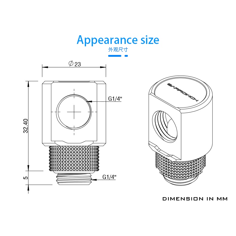 Mũi Tên barrow g1 / 4 "900" 900°Hệ Thống Làm Mát Máy Tính fbwt90-mr Xoay Được Bề Mặt Mịn