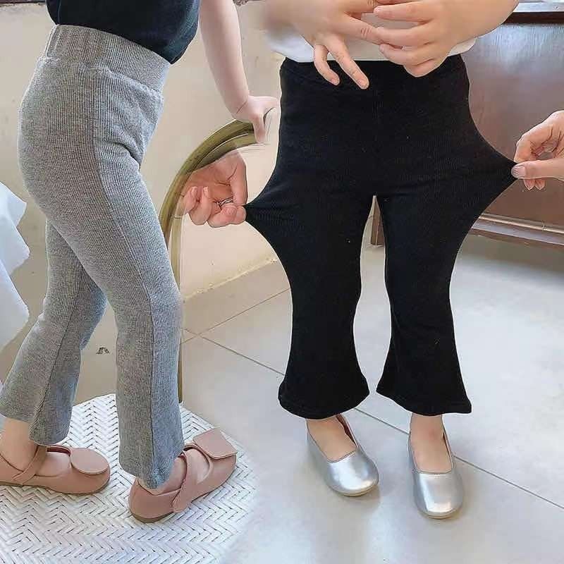 Quần Legging Bé Gái Quần Legging Ống Loe Màu Đen Co Giãn Cho Bé Gái Quần Áo Trẻ Em