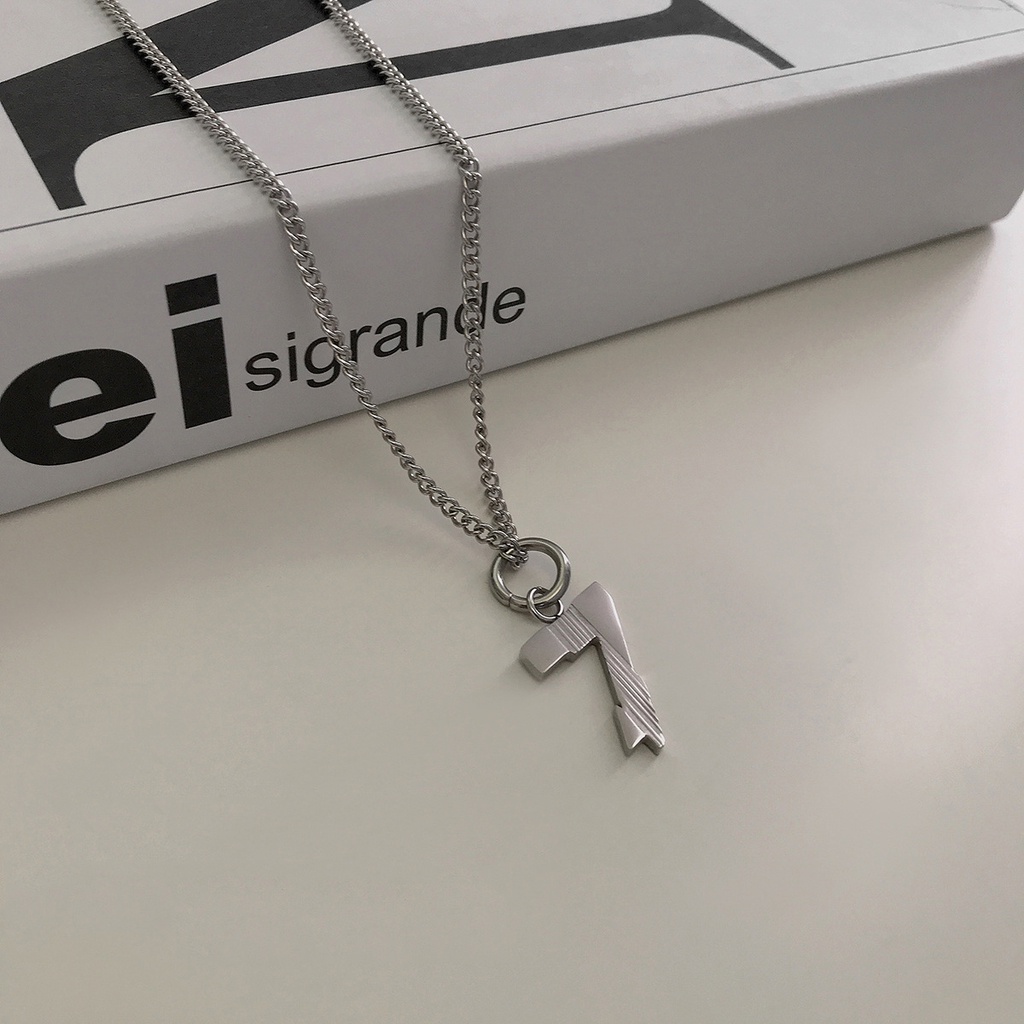 Vòng cổ Thép Titan Mặt Số 7 Phong Cách hip hop Cá Tính Cho Nam Nữ