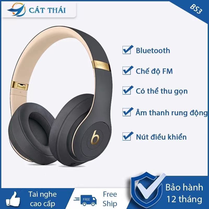 Tai Nghe Bluetooth gaming và Tai Nghe chụp tai over-ear 2 in 1 Beats Studio 3 wireless Giảm Ồn Âm Bass Cực Chất