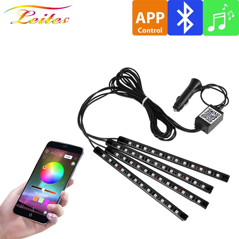 Đèn LED RGB usb APP không dây trang trí nội thất xe hơi