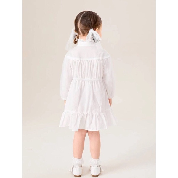 Đầm trắng cổ sơ mi cho bé từ 16 đến 25kg