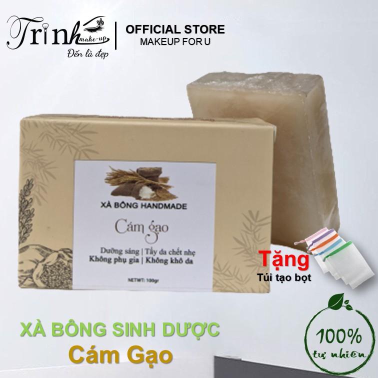 Xà Bông Cám Gạo sinh dược từ thiên nhiên Mát Da Ngừa Mụn Trắng Da 100gram