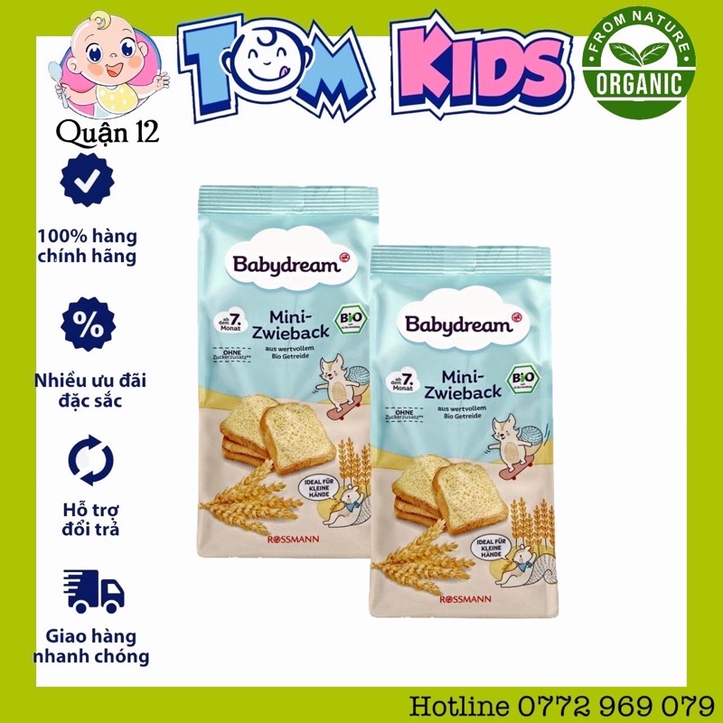 Bánh Mì Khô Hữu Cơ Babydream 100g 7m+ ( Chuẩn Hàng đức )date 1/2023