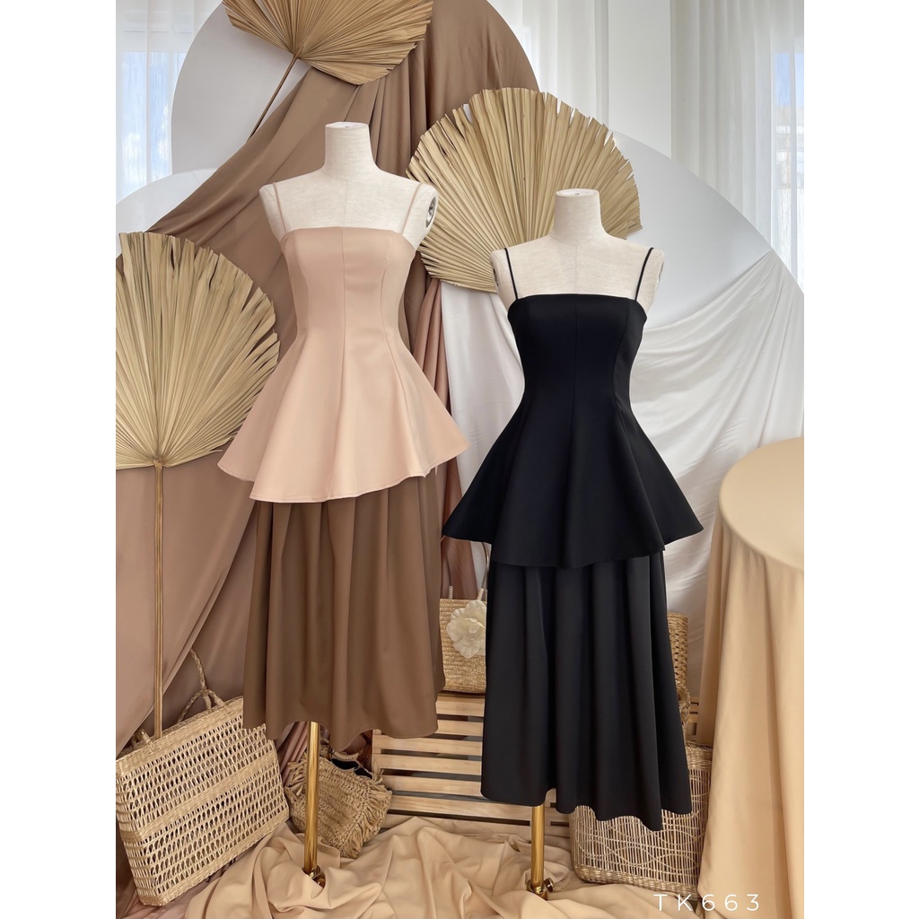 HOẢ TỐC Áo 2 dây thiết kế peplum vải cotton 3 màu