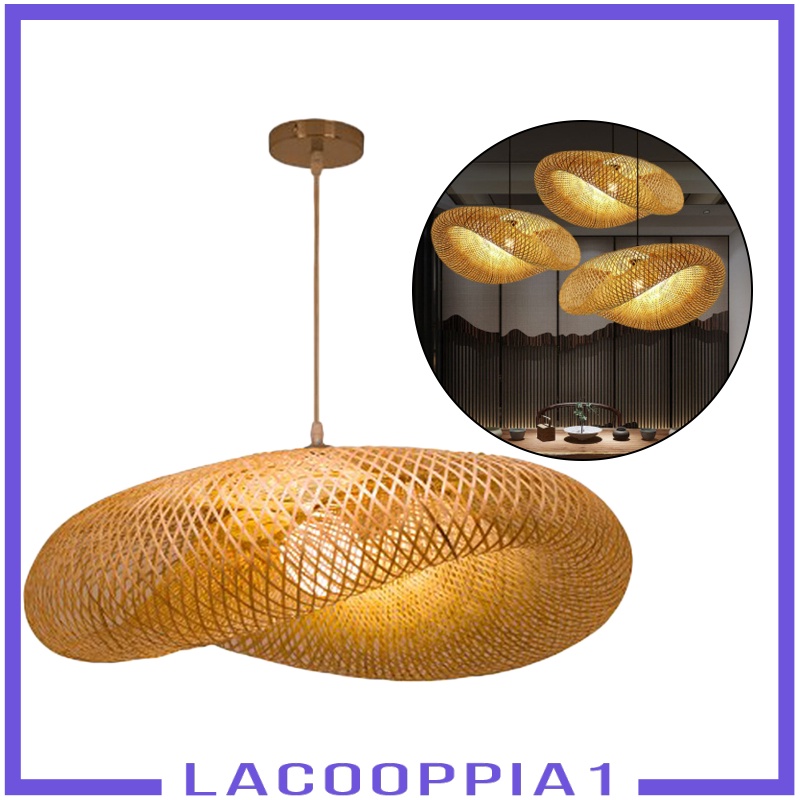 [LACOOPPIA1] Vintage Bamboo Chandelier Lamp Pendant Light Wicker Lighting for Home Decor