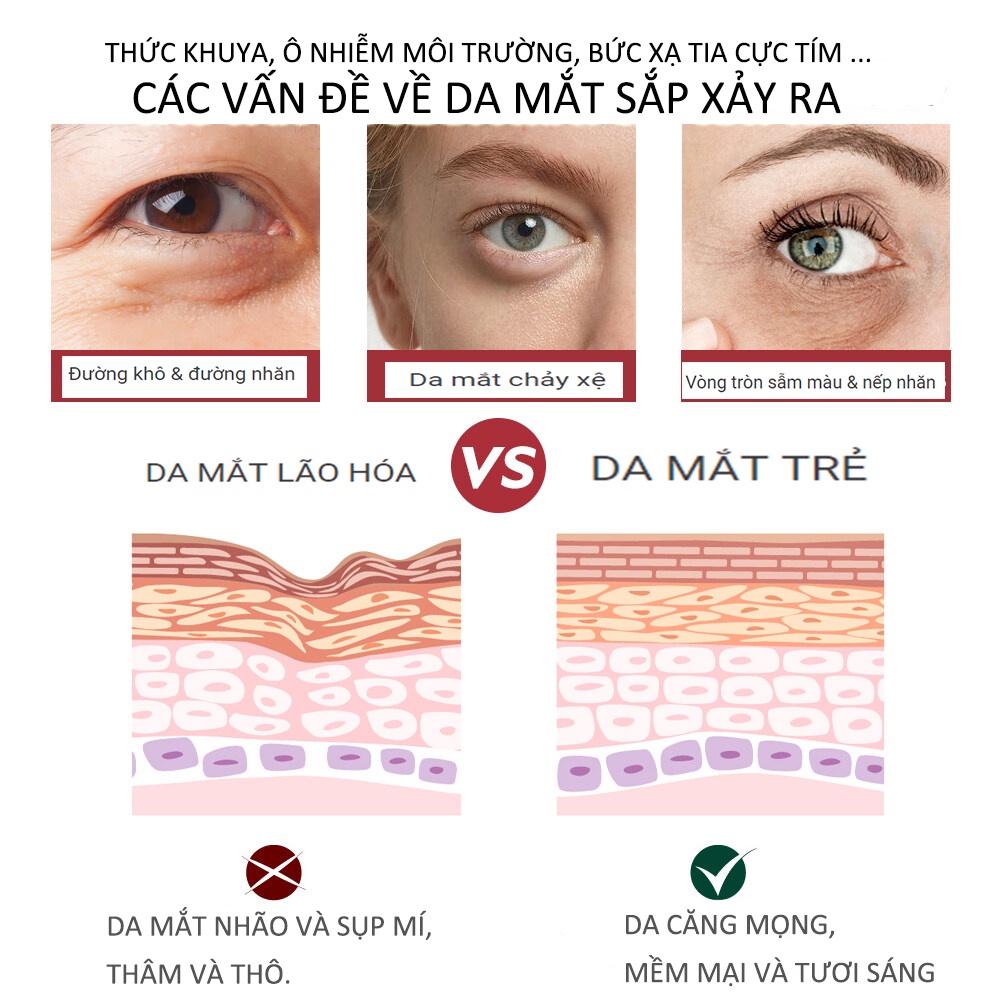 Serum dưỡng da mắt VIBRANT GLAMOUR retinol loại bỏ quầng thâm nếp nhăn bọng mắt chống lão hóa nâng cơ dưỡng ẩm