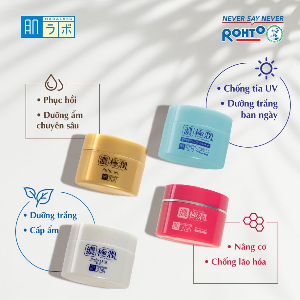 [Nhật nội địa] Kem dưỡng da Hada Labo Gokujyun Perfect Gel 5 in 1 màu vàng chống lão hóa hộp 90gram