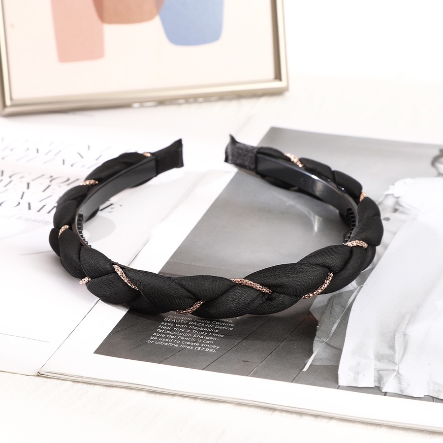 Băng Đô Cài Tóc Bằng Xốp Màu Trơn Phối Dây Xích Đan Chéo Phong Cách Hàn Quốc Cho