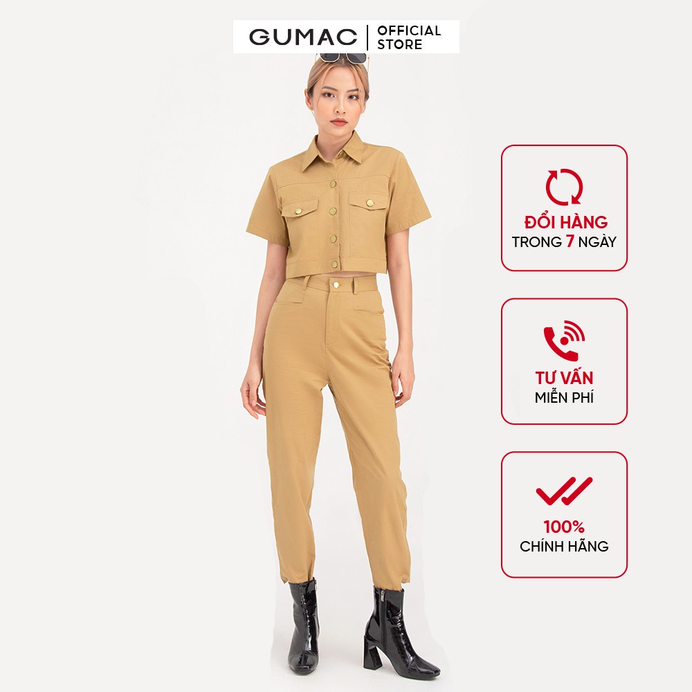 Áo sơ mi kiểu nữ croptop GUMAC cá tính trẻ trung AB755 | BigBuy360 - bigbuy360.vn