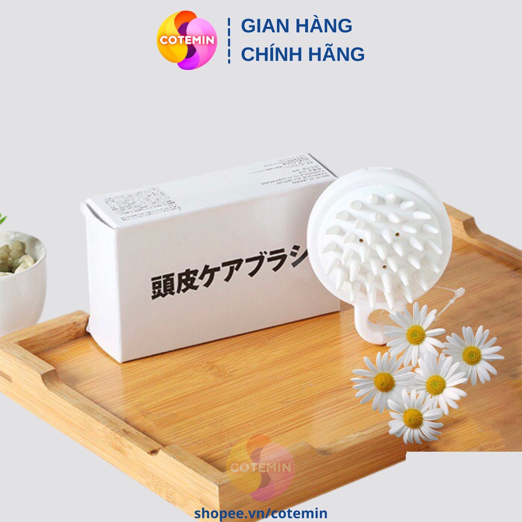 Lược Gội Đầu Muji Silicon Nhật Massage Đầu Giảm Stress Ngừa Rụng tóc Kích Thích Mọc Tóc Có Hộp COTEMIN