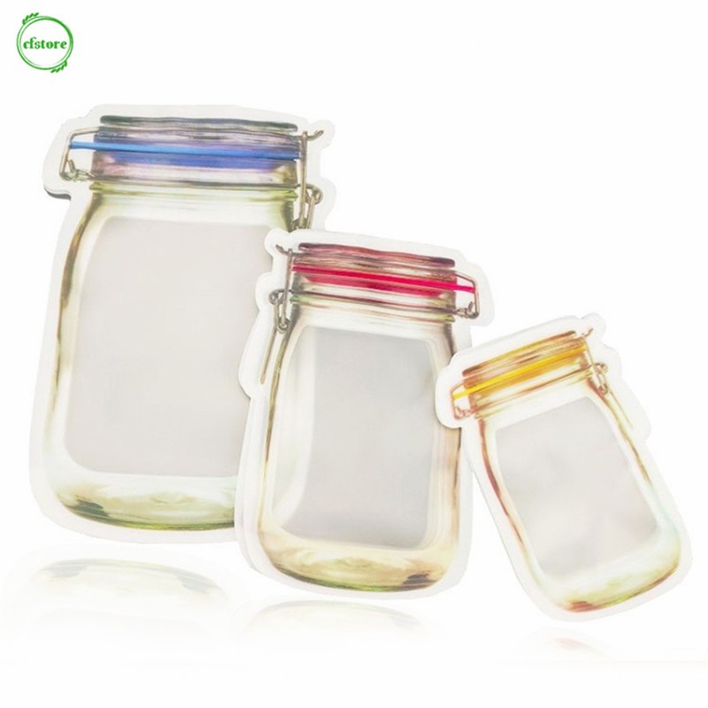 Túi có dây kéo chống rỉ hình lọ dùng để đựng thức ăn