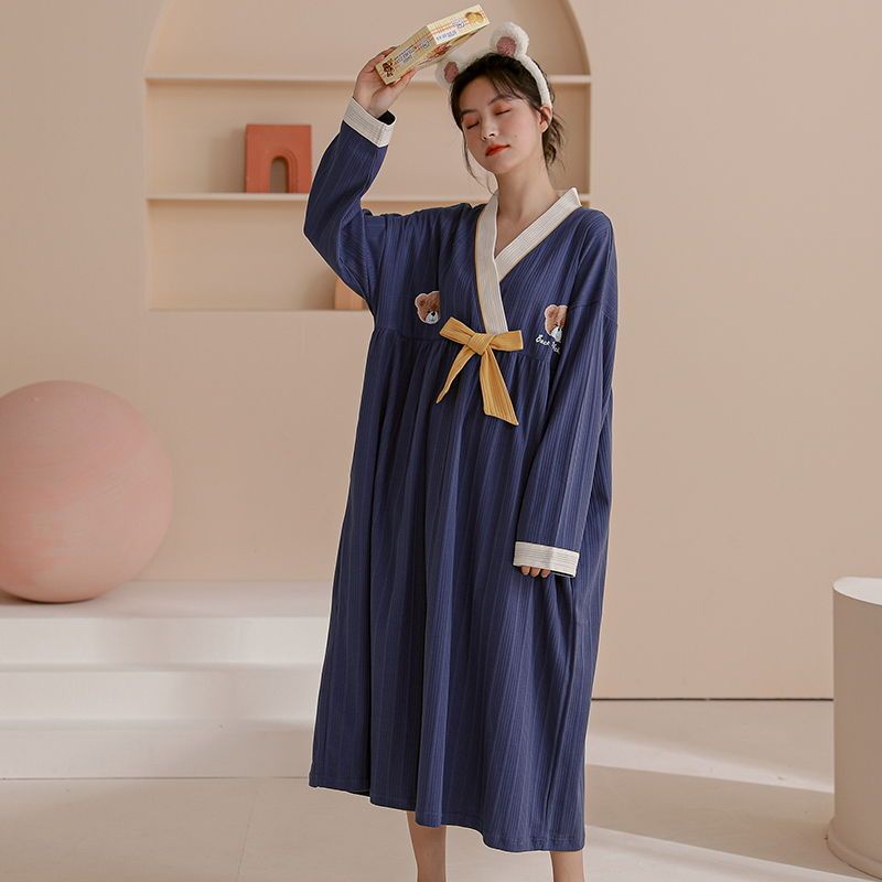 Đầm Ngủ Cotton Tay Dài Phong Cách Cung Điện Thời Trang Xuân Thu 2021 Cho Nữ