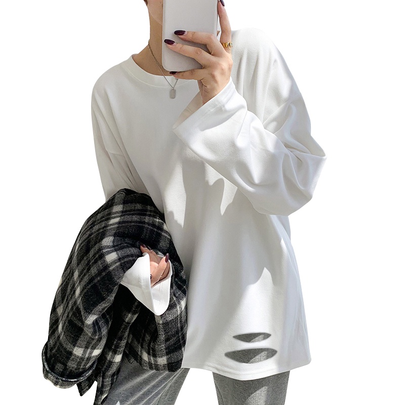 NRVP Áo Thun Nữ Tay Dài 100% Cotton Thời Trang Hàn Quốc