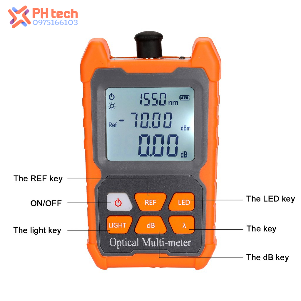 Máy đo công suất quang mini , test RJ45, VFL  kiểm tra cáp quang FTTH có đèn LED