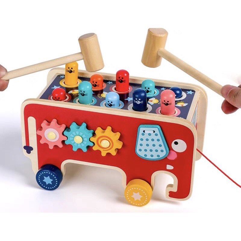 [SIÊU RẺ] Bộ đồ chơi đập chuột gỗ kết hợp đàn xylophone an toàn cho bé