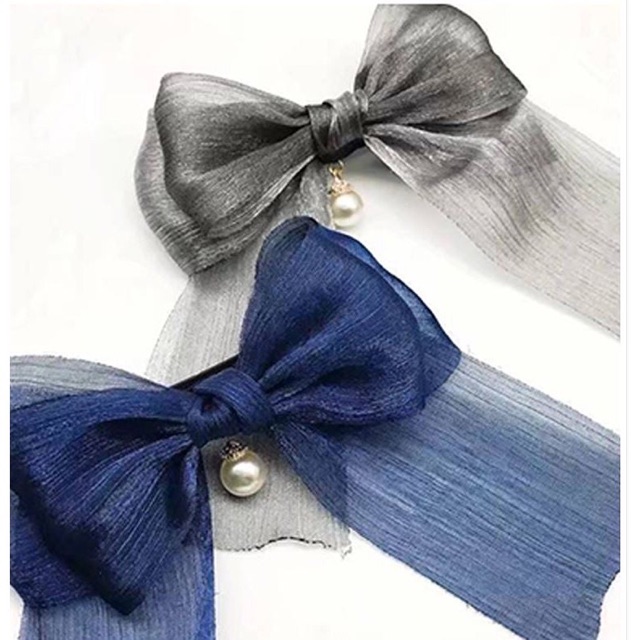 Kẹp nơ voan nhăn