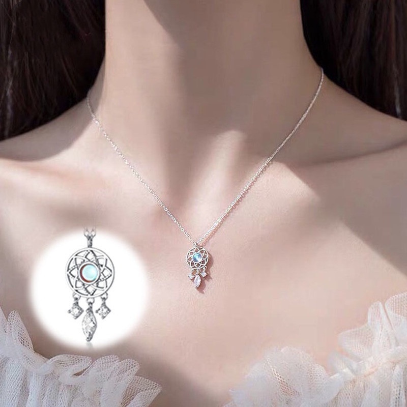 1 Vòng Cổ Choker Hình Dreamcatcher Rỗng Màu Bạc Thanh Lịch Cho Nữ