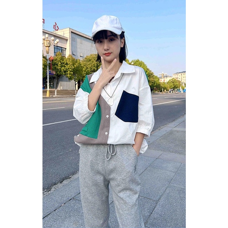 Áo Sơ Mi Cotton Tay Lửng Dáng Rộng Màu Trắng Cài Nút Thời Trang Thanh Lịch Cho Nữ