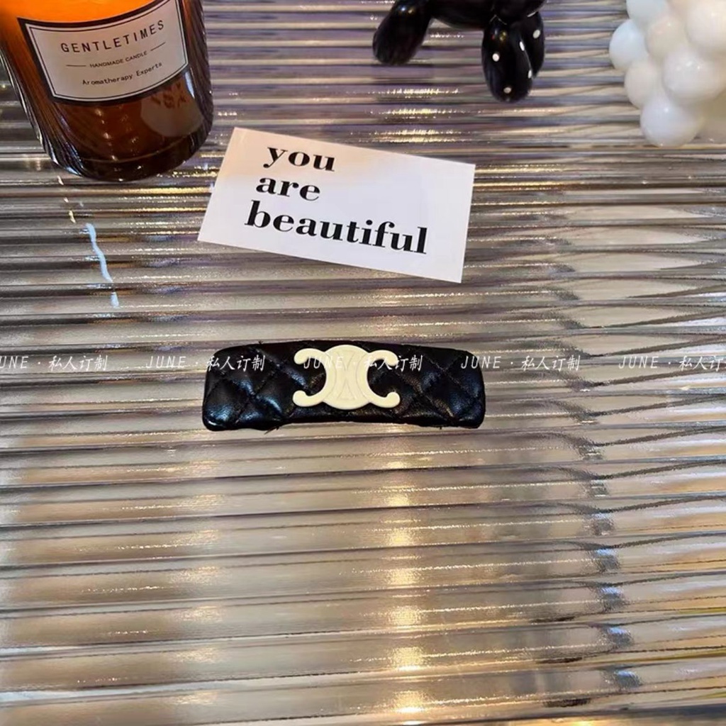 Kẹp Tóc Đính Kim Cương Giả Màu Trắng Đen Phong Cách Hàn Quốc