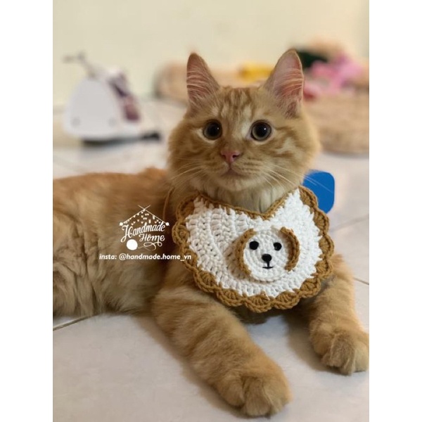 Tạp dề mèo len móc cho chó mèo cực xinh theo yêu cầu ib