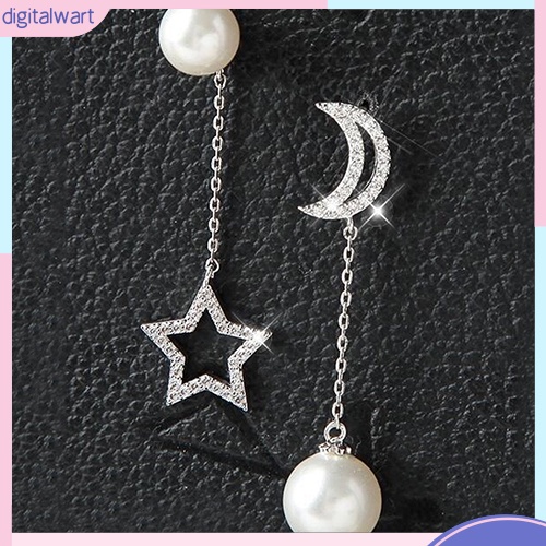 Khuyên Tai Dài Hình Trăng Sao Phong Cách Thanh Lịch Dành Cho Nữ