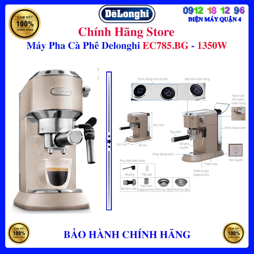 [Delonghi EC 785.BG] Máy Pha Cà Phê Delonghi EC785.BG, Bảo hành chính hãng 12 tháng