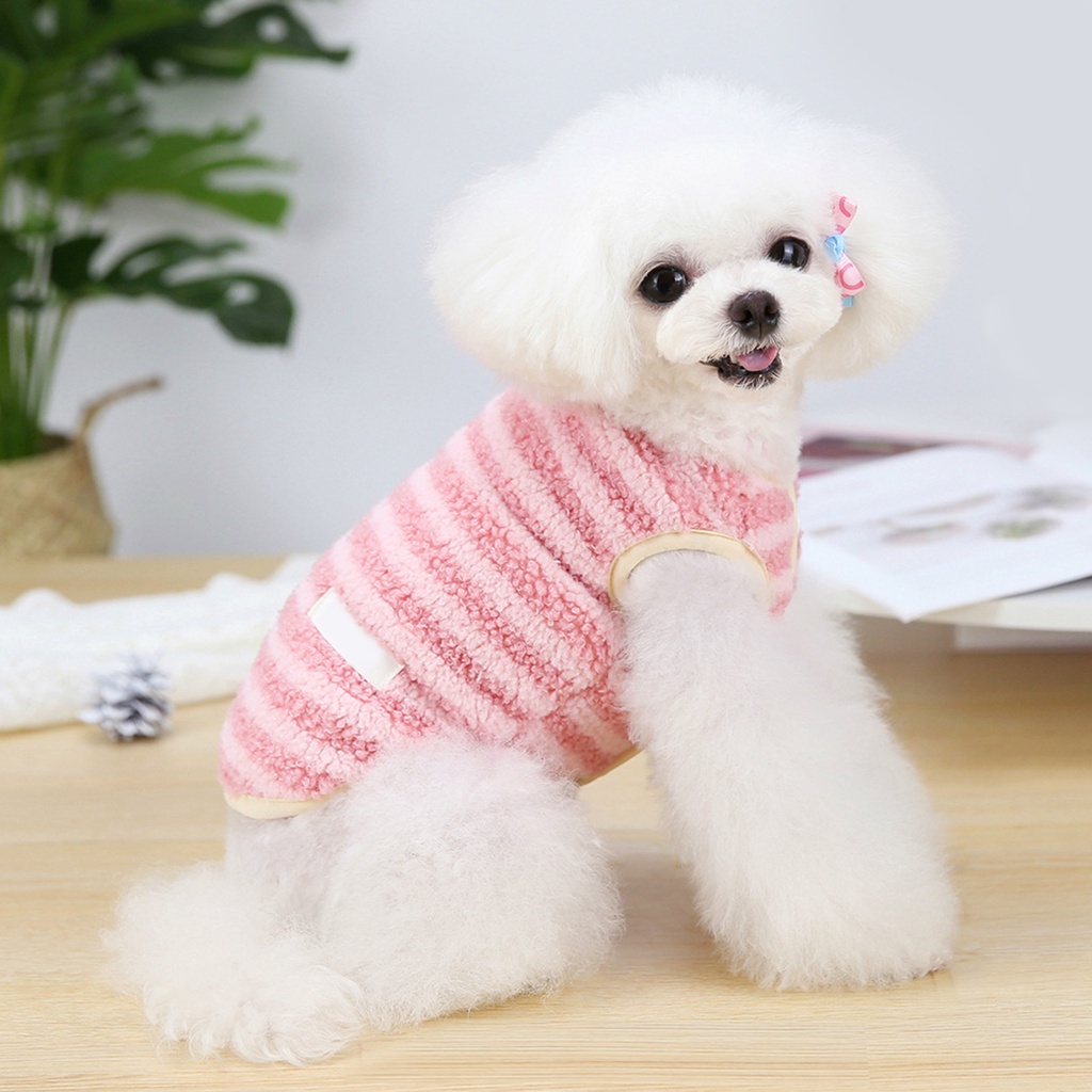 Áo giữ ấm họa tiết kẻ sọc thân thiện với da cho thú cưng