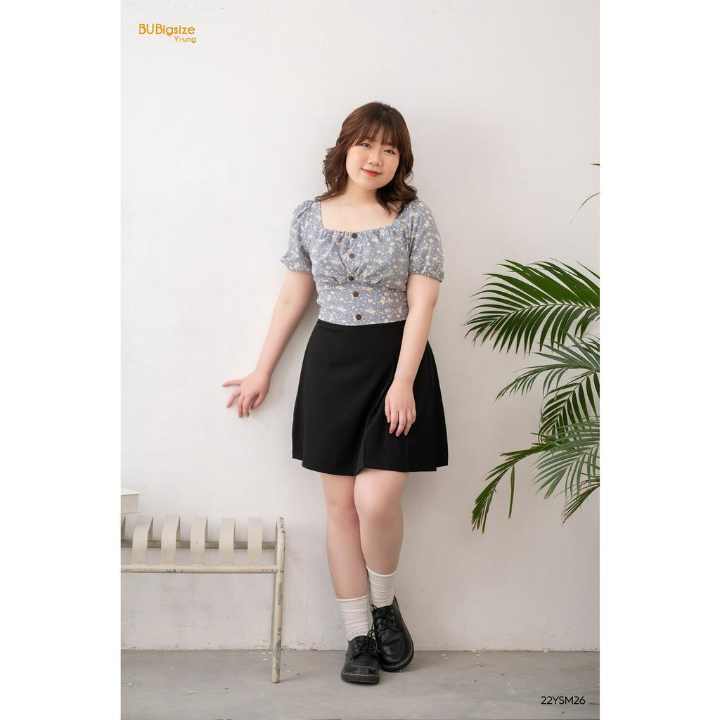 Áo croptop hoa cổ vuông can eo BIGSIZE (55kg đến 95kg) - 22YSM26 - [BU Bigsize Young]