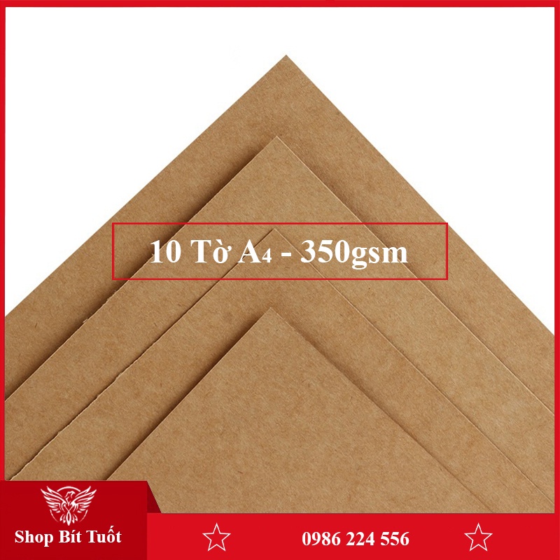 Giấy bìa cứng A4 Kraft 350gsm làm hộp quà thiệp vintage trang trí Love Book dày dặn 10 tờ