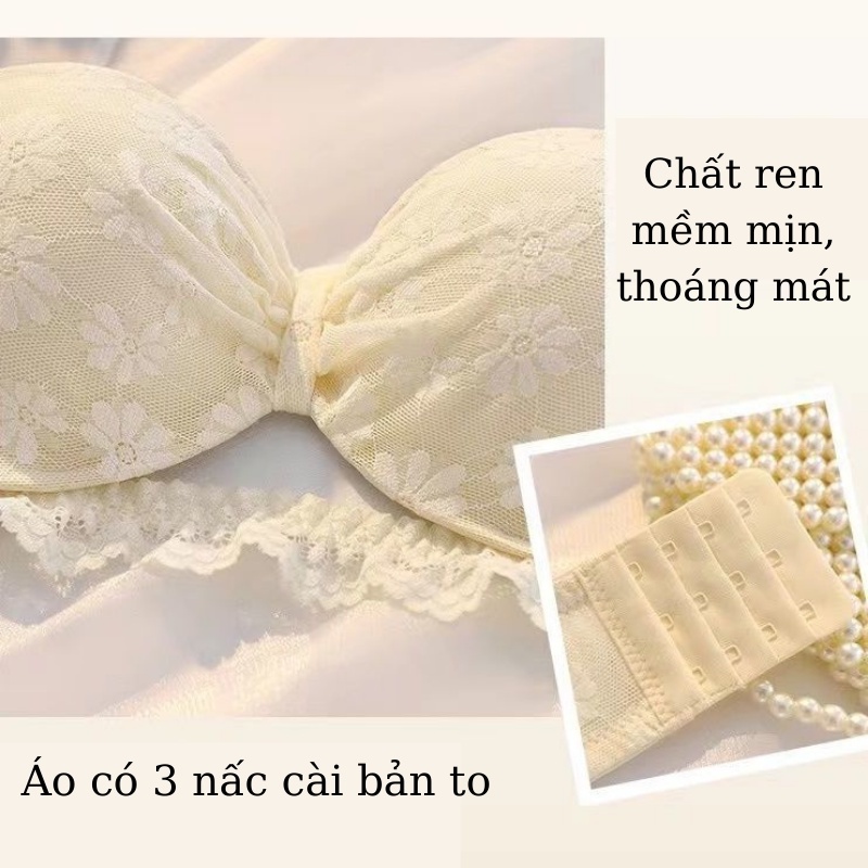 Áo Ngực Nữ Ren Hoa Cúc Xinh Xắn - Áo Lót Nữ Không Gọng Mút Dày ,3 Nấc Cài AMYBRA A947 | BigBuy360 - bigbuy360.vn