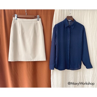 Áo sơ mi nữ chấm bi navy polka shirt Maxy Workshop