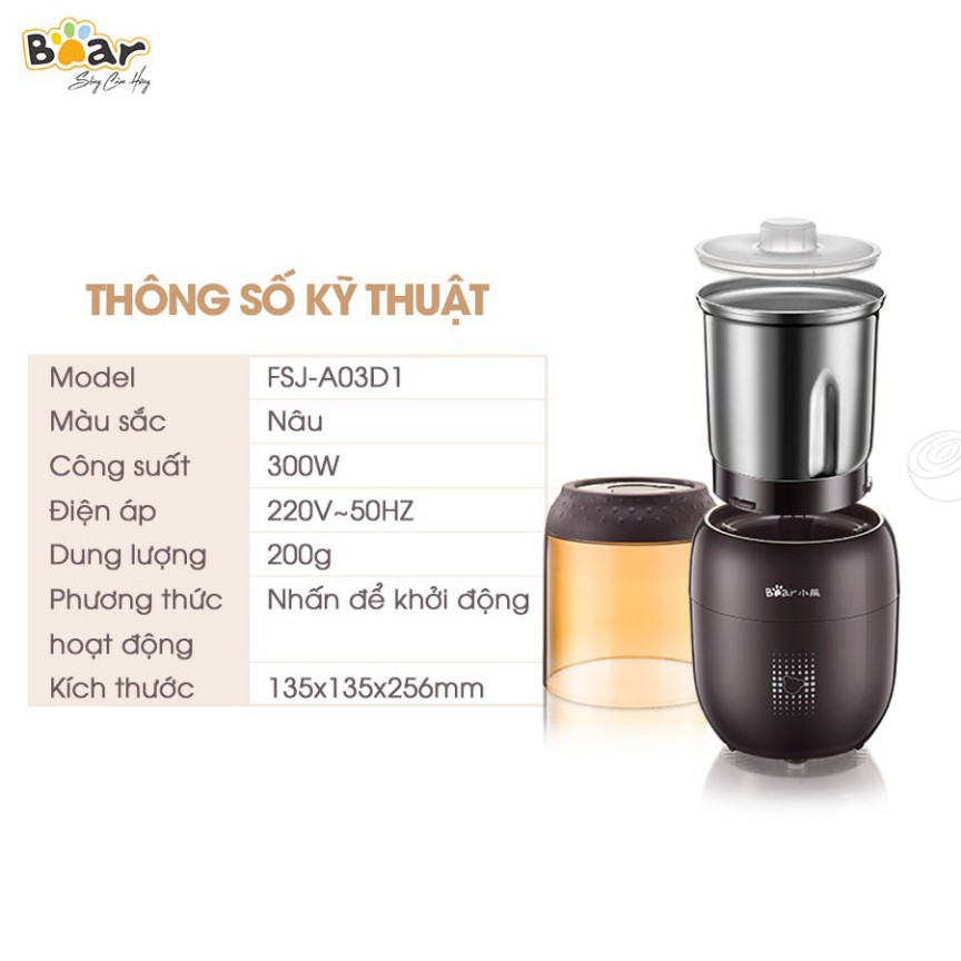 Máy xay thực phẩm khô Bear FSJA03D1S Bản Quốc Tế Tiếng Anh Hàng chính hãng