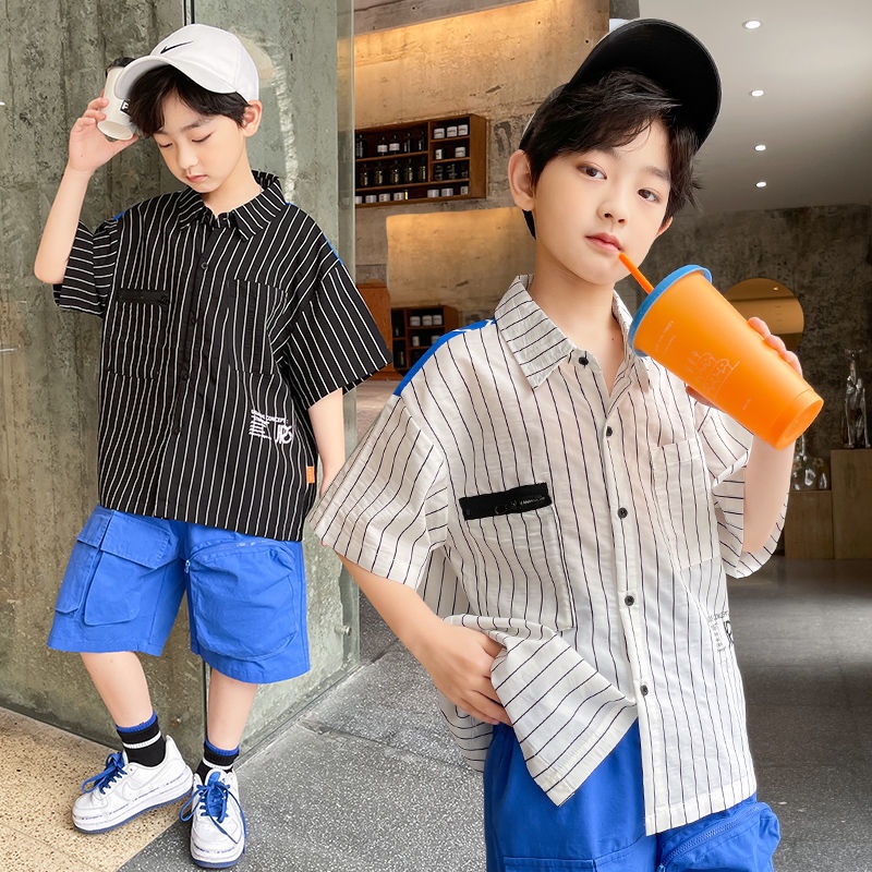 Bộ Áo Sơ Mi cotton Mỏng + Quần Dài Phong Cách Phương Tây Thời Trang Mùa Hè Hàng Mới Dành Cho Bé Trai Bé Gái 2022