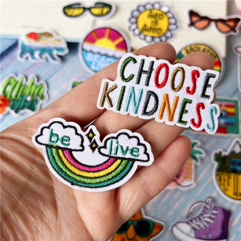 ☸ Miếng Vá Ủi Quần Áo Phong Cách Hawaii ☸ 1 Miếng Dán Ủi Thêu Chữ Just Have Fun DIY