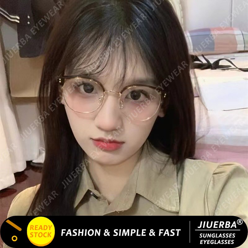 Mắt Kính Nửa Gọng Kim Loại Màu Nâu TR90 Chống Ánh Sáng Xanh