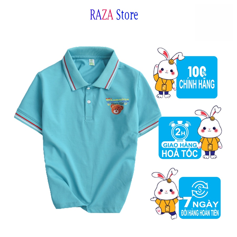 Áo polo bé trai RAZA Store,chất liệu cotton cao cấp sợi thoáng mát cho bé từ 18kg - 40kg RZM13