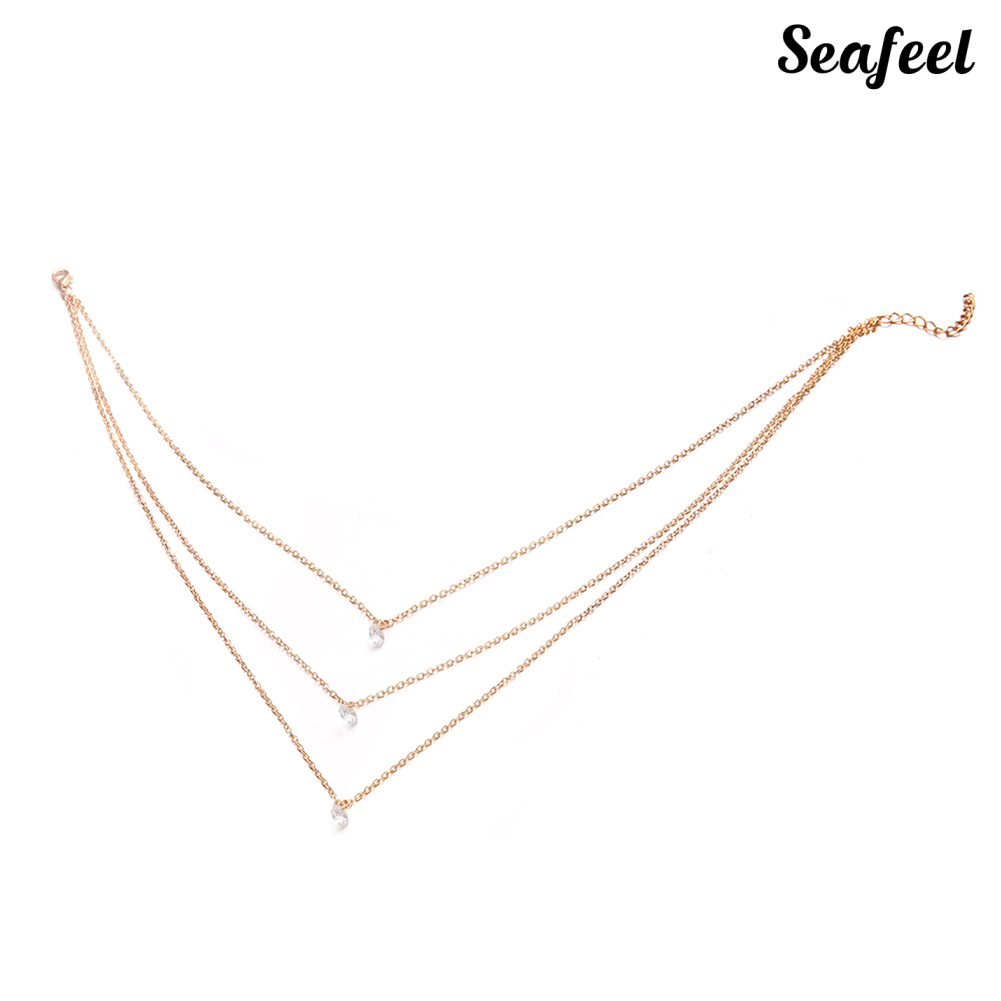 SF Vòng Cổ Choker Nhiều Lớp Đính Đá Thời Trang Cho Nữ