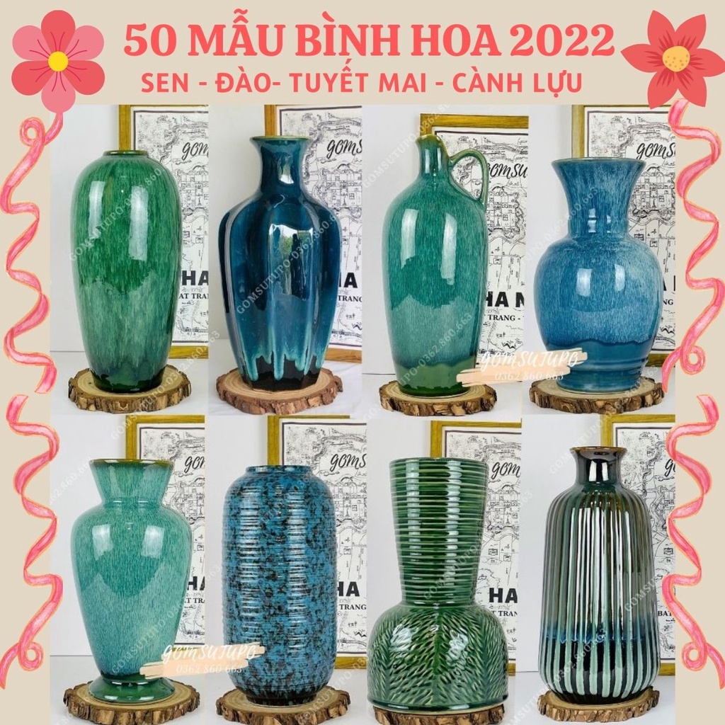 Lọ Hoa TẾT - Cắm Đào, Tuyết Mai, Lựu - Gốm Sứ Bát Tràng - gomsutupo - Decor Bình Hoa - Gốm Sứ TUPO