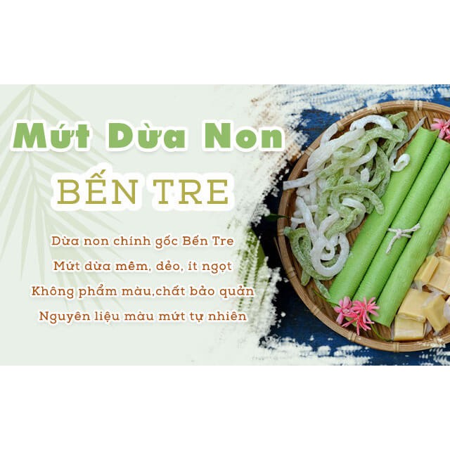 Mứt Dừa Non, Mứt Dừa Non Đặc Sản Bến Tre - Càng Ăn Càng Ngon (500g)